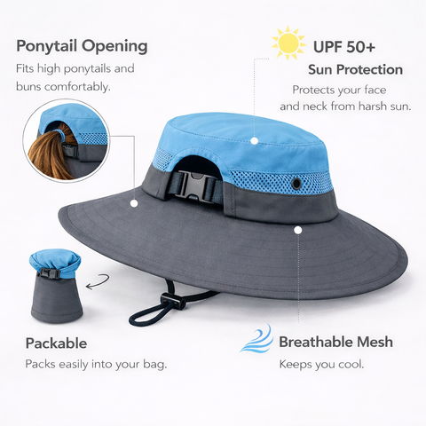 BLUE Unisex Wide Brim Hat