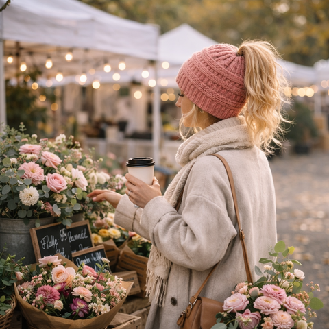 BLUSH Ponytail Beanie