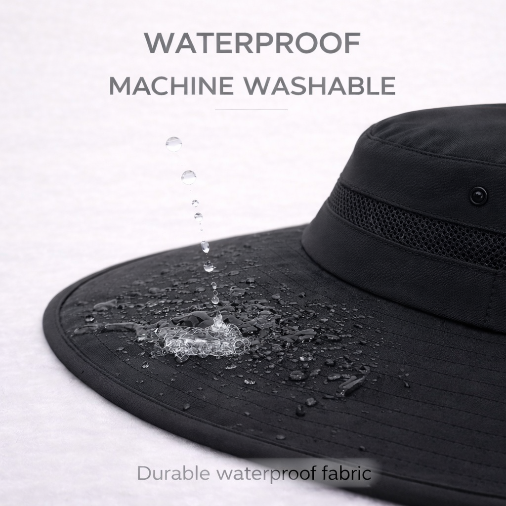 BLACK Unisex Wide Brim Hat