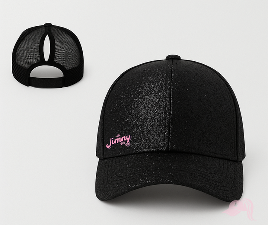 Black Glitter Jimny Ponytail Cap