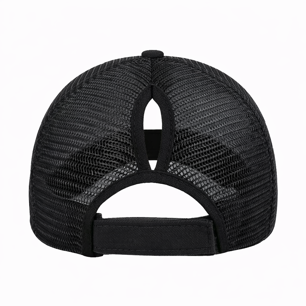 BLACK Plain Ponytail Cap