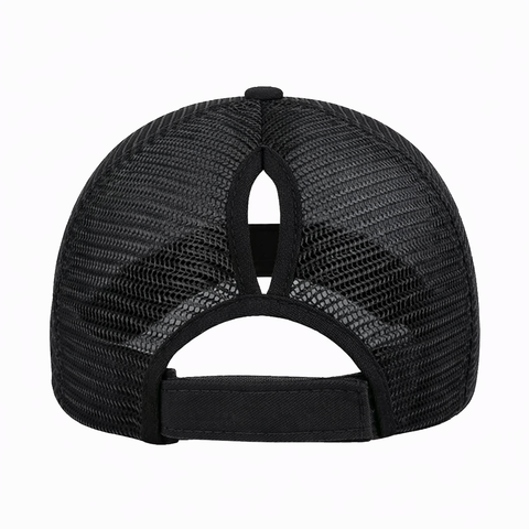 BLACK Plain Ponytail Cap