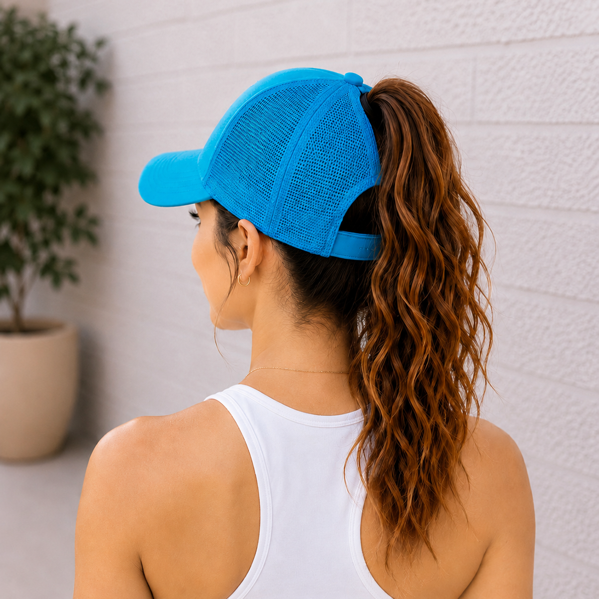 Peacock Blue Ponytail Cap