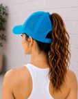 Peacock Blue Ponytail Cap