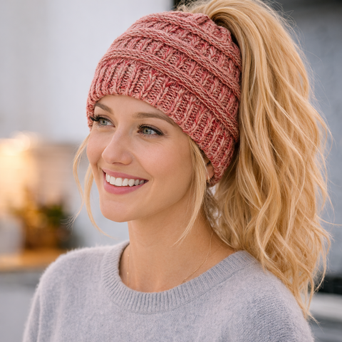 Rosè Ponytail Beanie