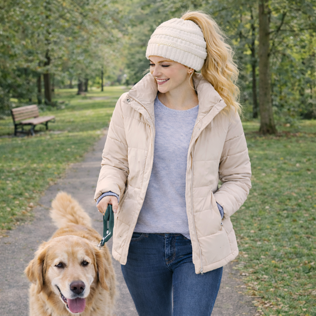 WHITE Ponytail Beanie