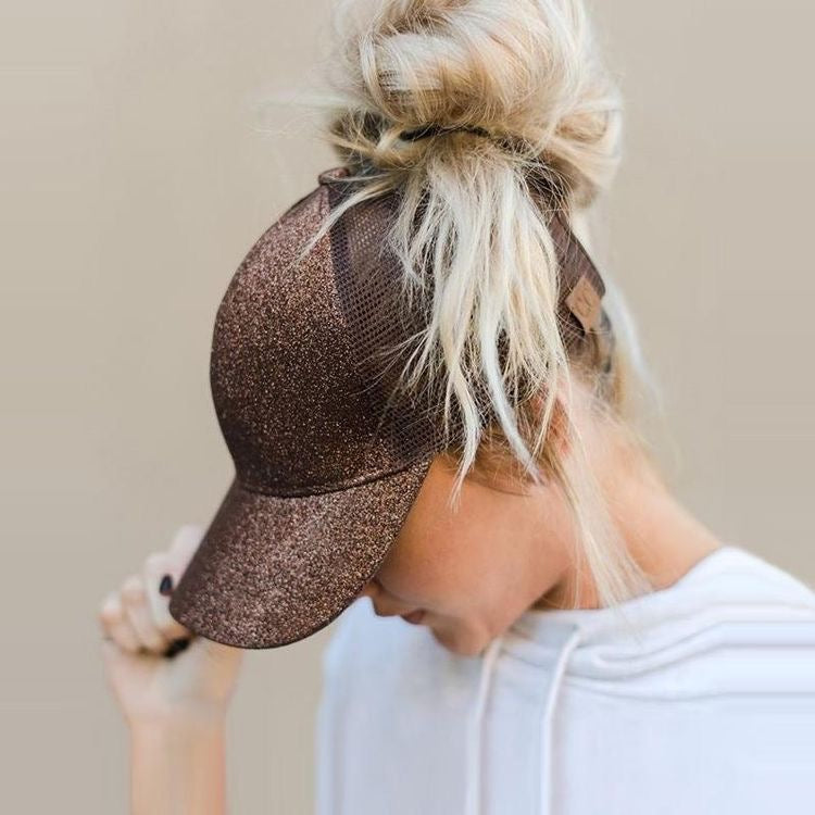 BRONZE Glitter Ponytail Cap