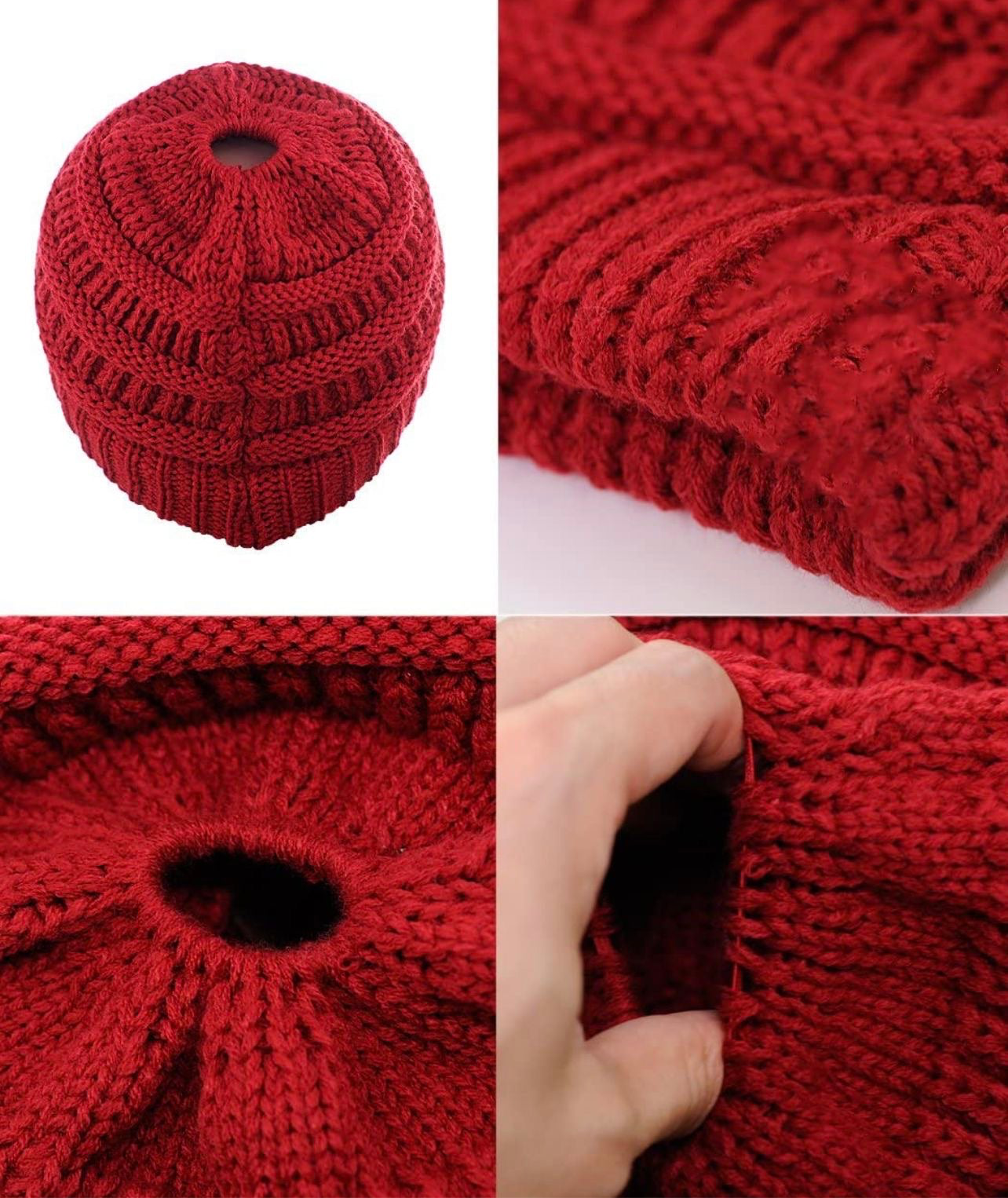 RED Ponytail Beanie (60% off)