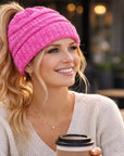 RASBERRY PINK Ponytail Beanie