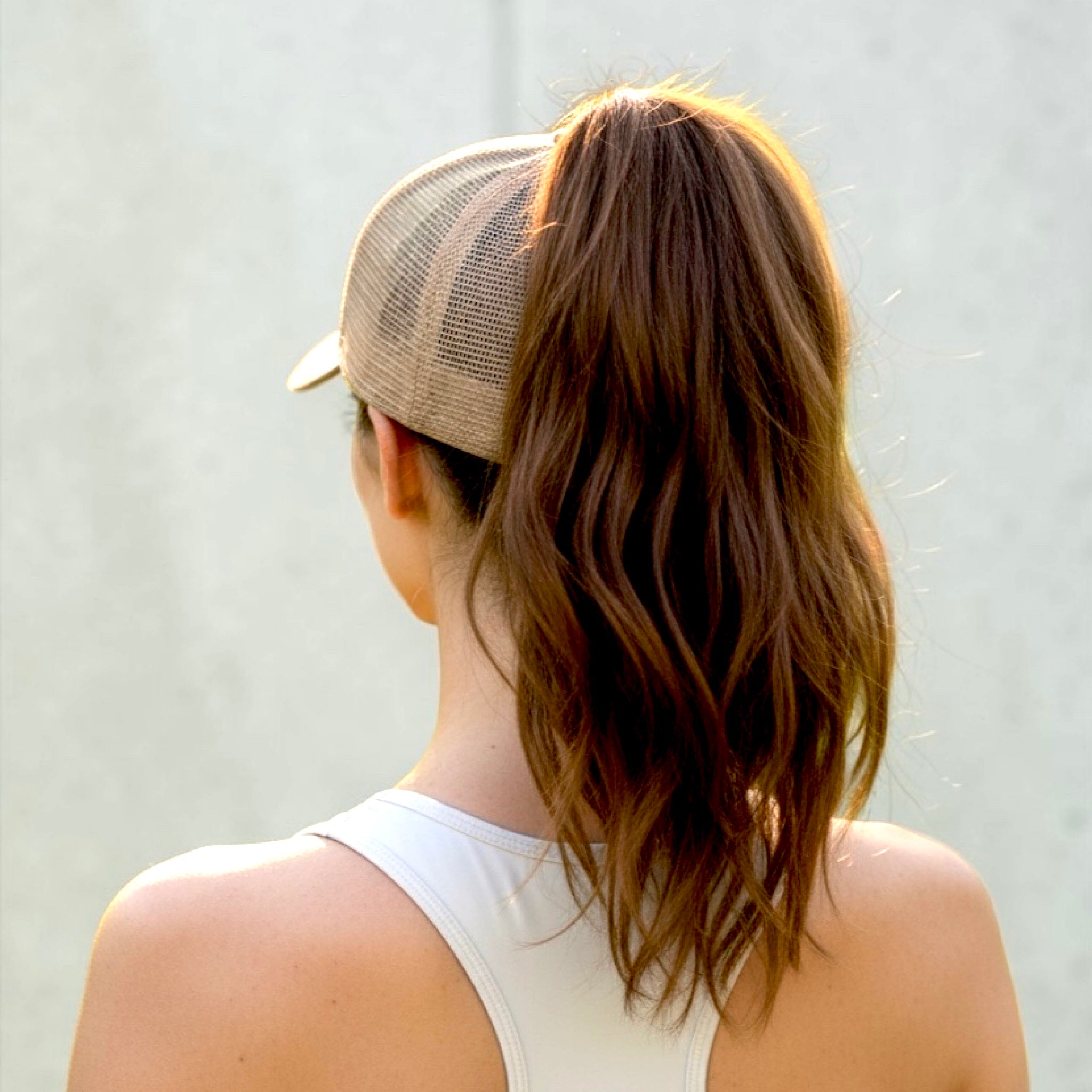 BEIGE Plain Ponytail Cap