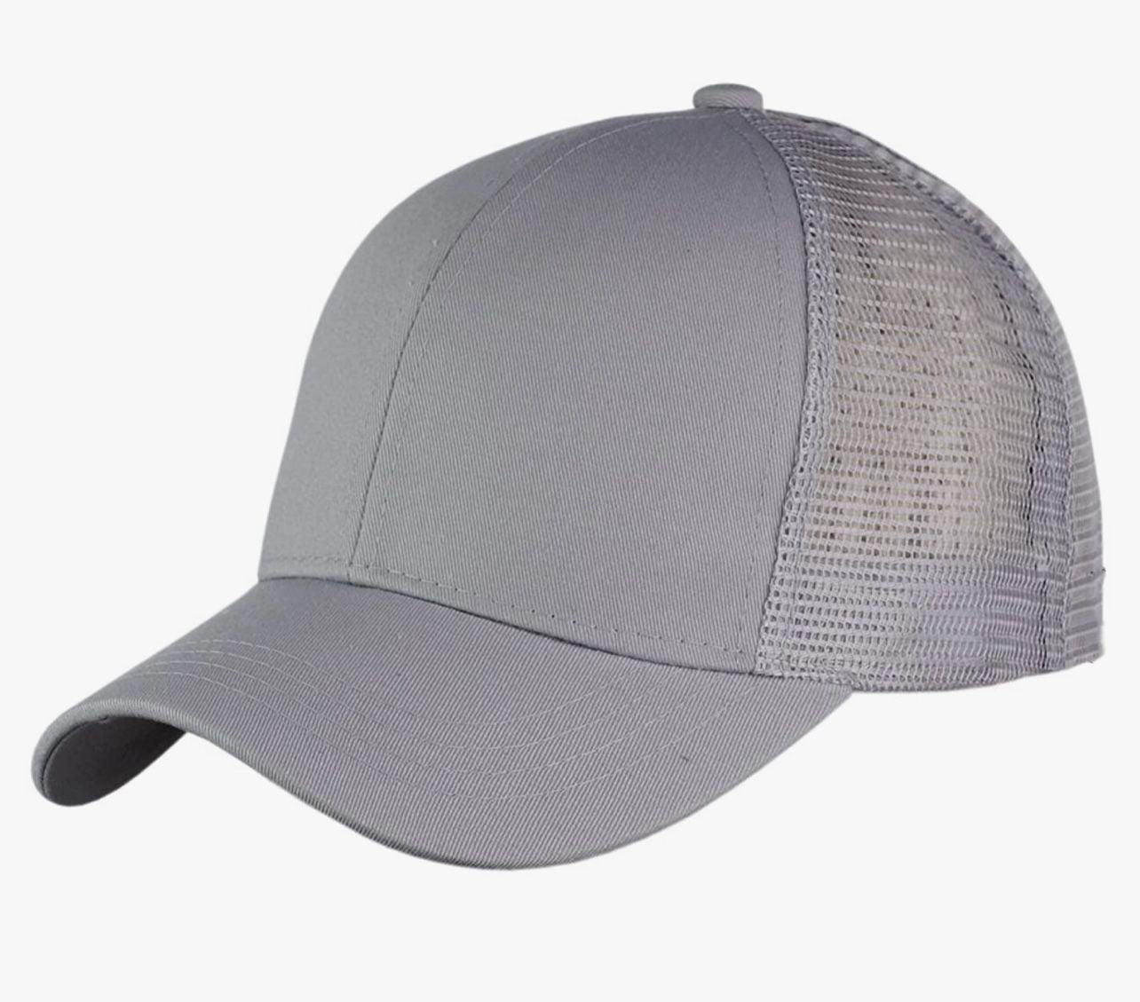 Grey Plain Ponytail Cap