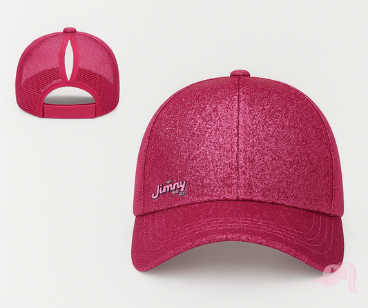 Hot Pink Glitter Jimny Ponytail Cap