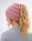 PINK CONFETTI Ponytail Beanie