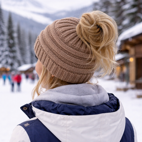 TAUPE Ponytail Beanie