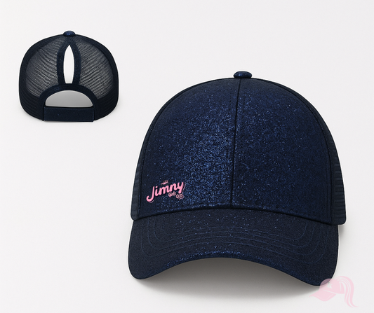 Navy Glitter Jimny Ponytail Cap