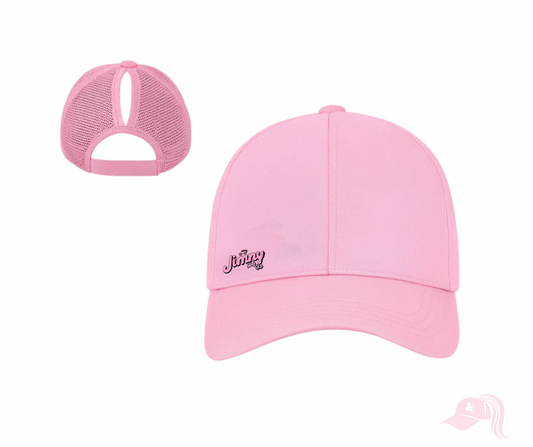 Pink Plain Jimny Ponytail Cap