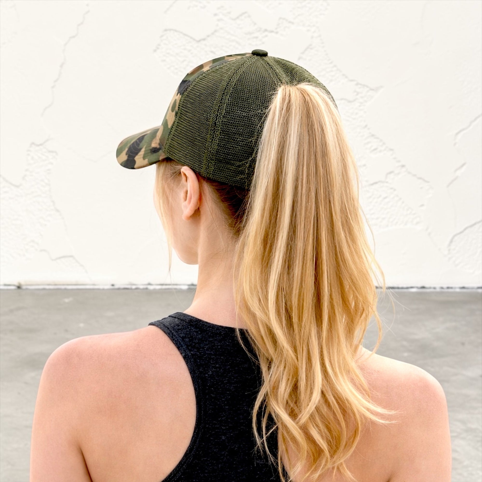 GREEN CAMO Ponytail Cap