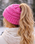 RASBERRY PINK Ponytail Beanie