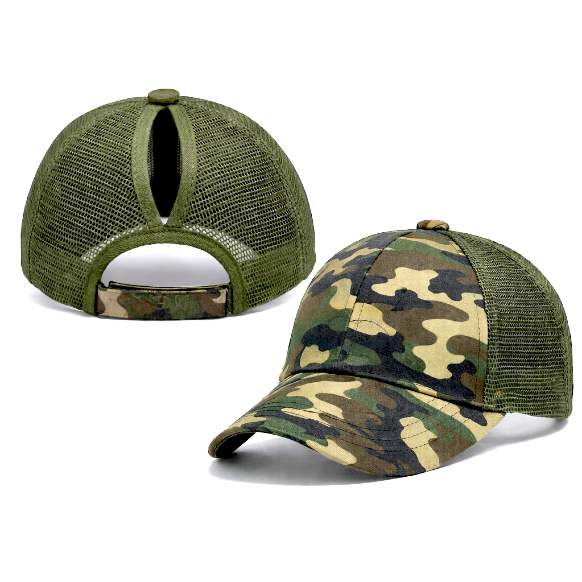GREEN CAMO Ponytail Cap