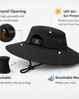 BLACK Unisex Wide Brim Hat