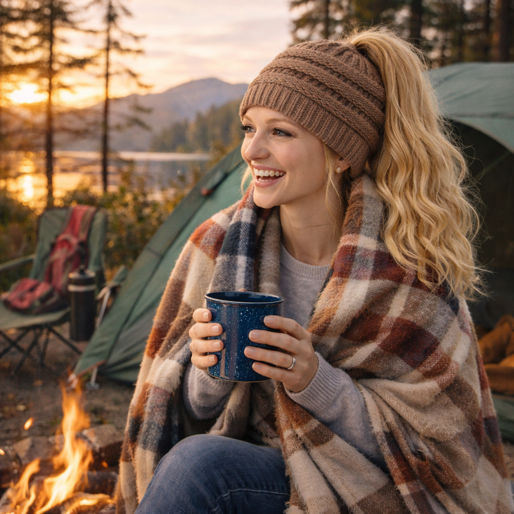TAUPE Ponytail Beanie