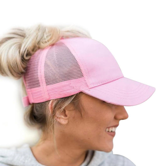 PINK Plain Ponytail Cap