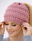 PINK CONFETTI Ponytail Beanie