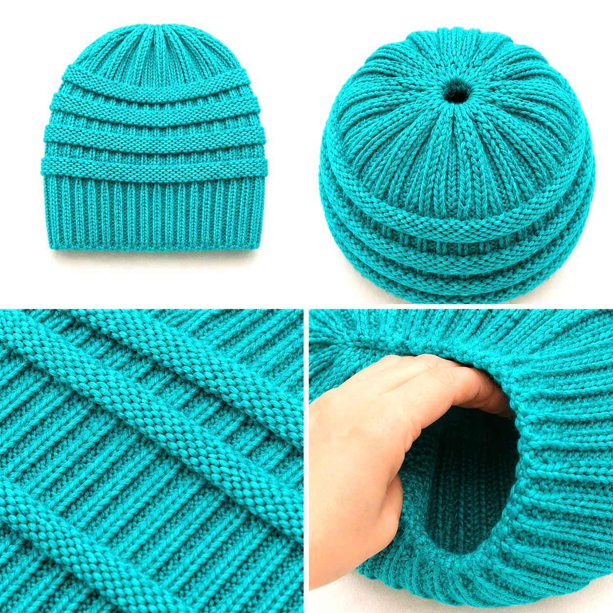 TEAL Ponytail Beanie