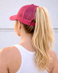 ELECTRIC PINK Glitter Ponytail Cap