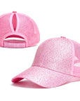 PINK Glitter Ponytail Cap