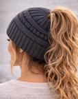 CHARCOAL Ponytail Beanie