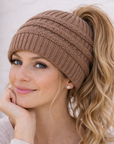 TAUPE Ponytail Beanie