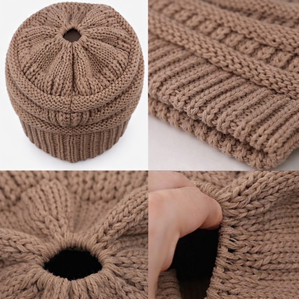 TAUPE Ponytail Beanie