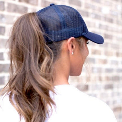 Navy Glitter Jimny Ponytail Cap