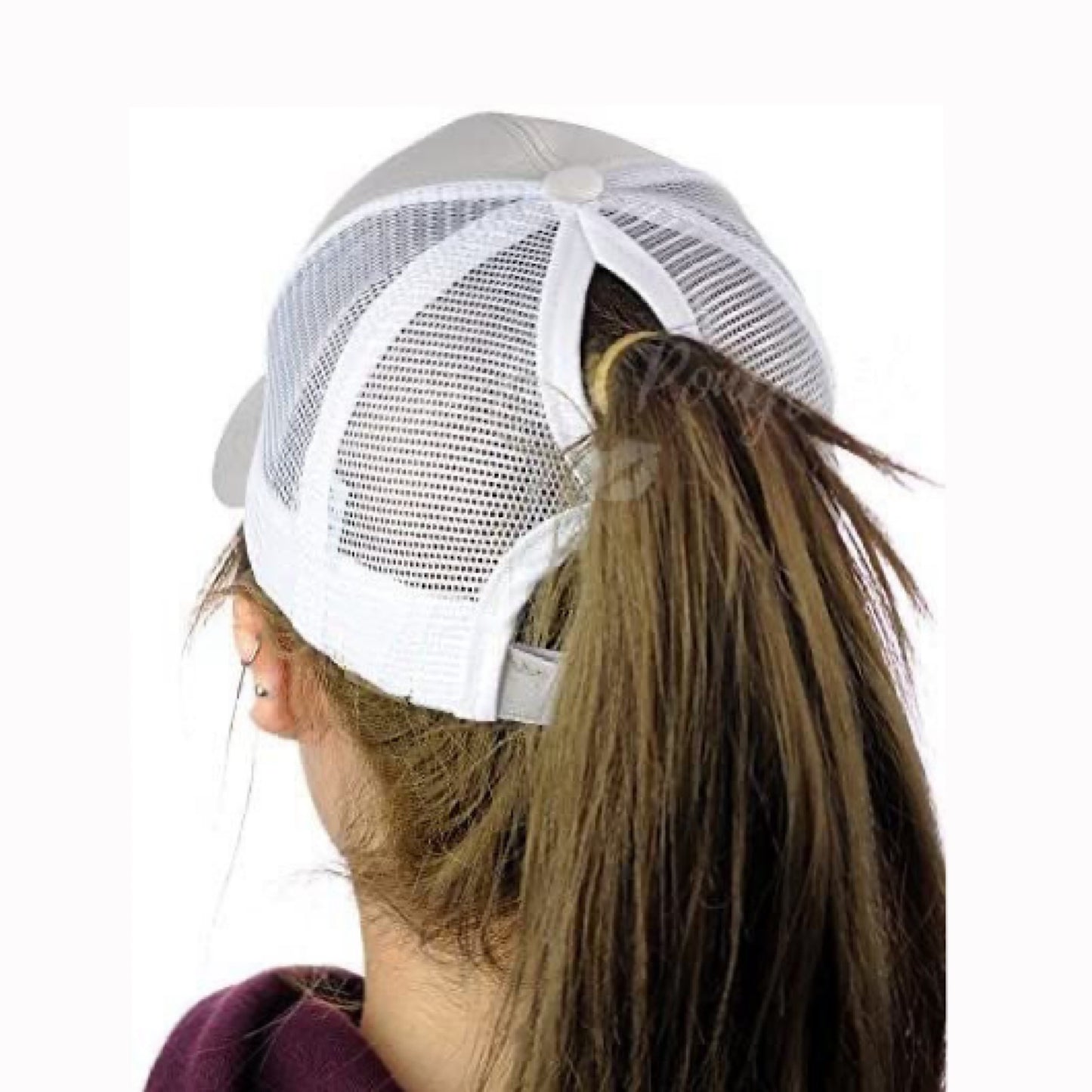 White Plain Jimny Ponytail Cap
