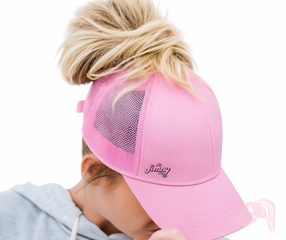 Pink Plain Jimny Ponytail Cap