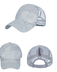 Grey Camo Plain Ponytail Cap