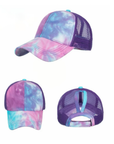 PURPLE TIE-DYE Plain Ponytail Cap