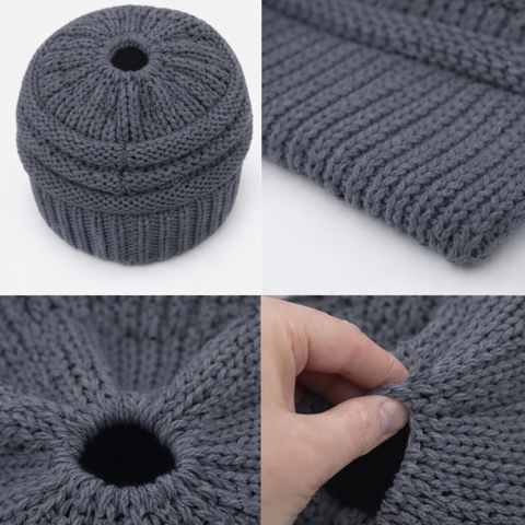 CHARCOAL Ponytail Beanie