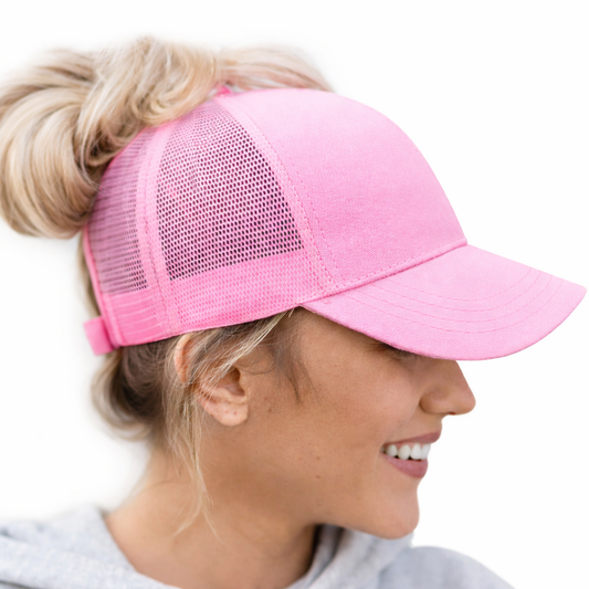 PINK Plain Ponytail Cap