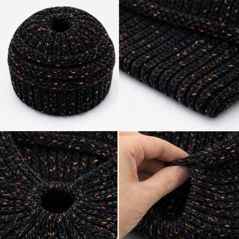 BLACK CONFETTI Ponytail Beanie