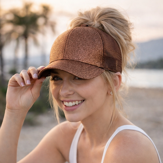 BRONZE Glitter Ponytail Cap