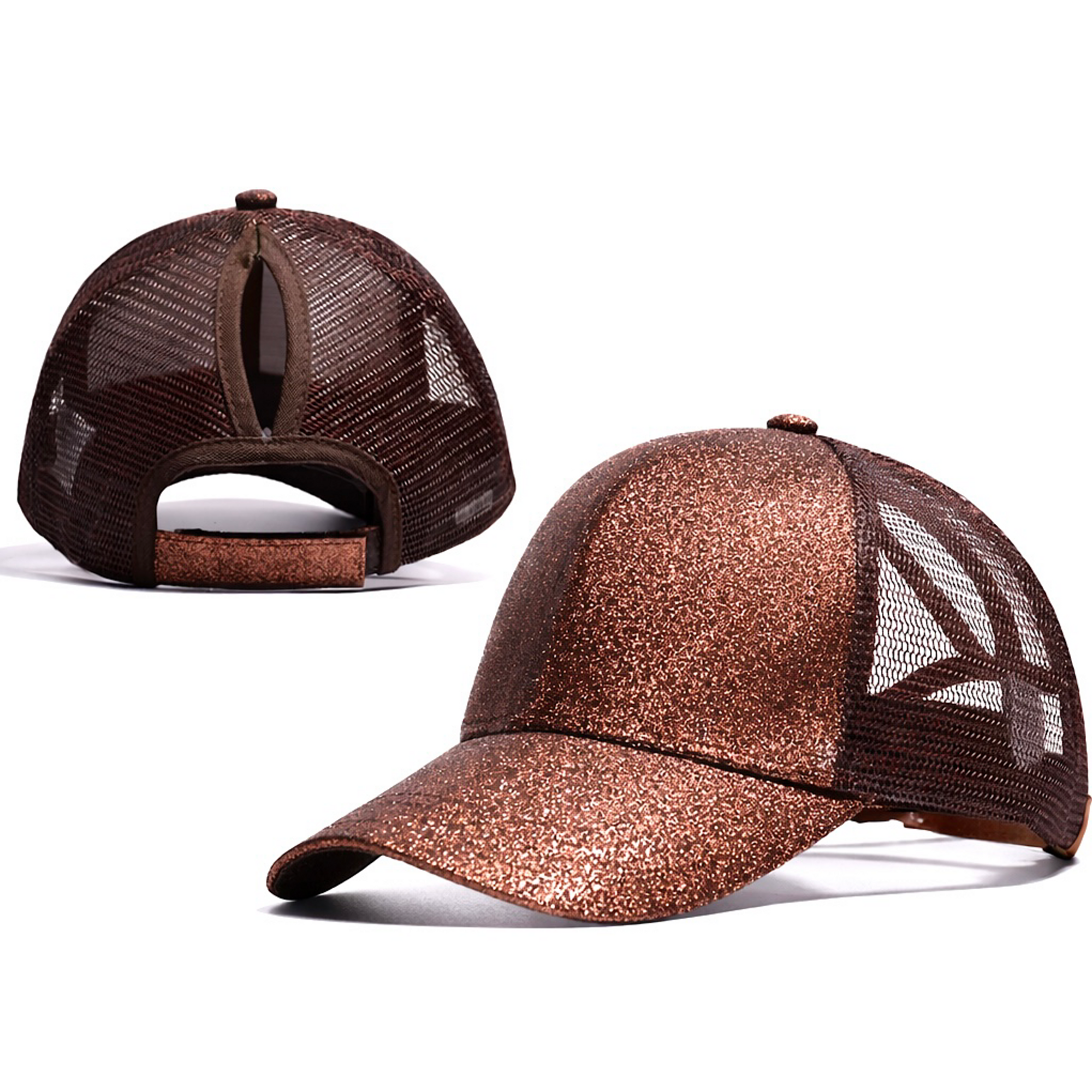 BRONZE Glitter Ponytail Cap
