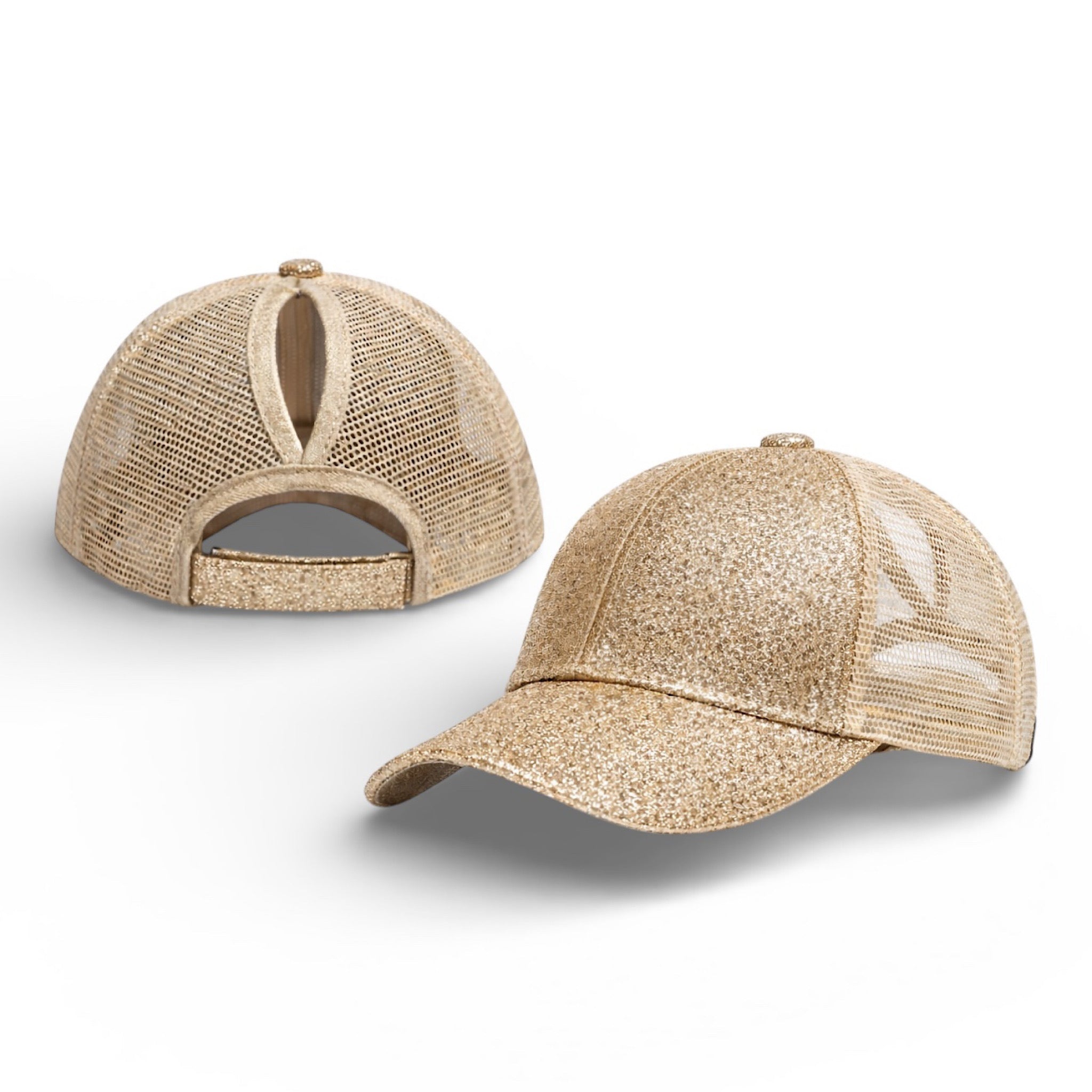 GOLD Glitter Ponytail Cap