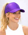 PURPLE Glitter Ponytail Cap