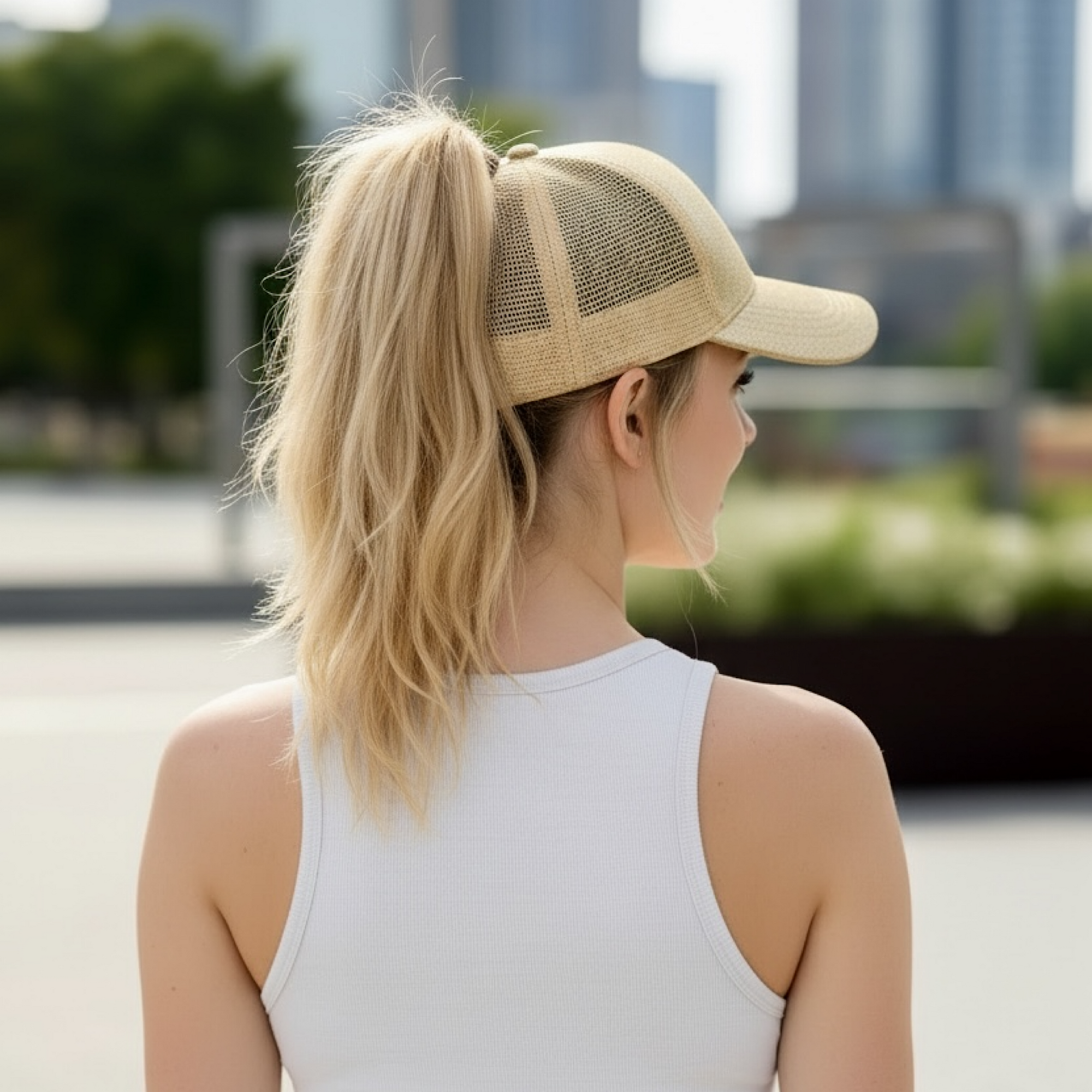 GOLD Glitter Ponytail Cap
