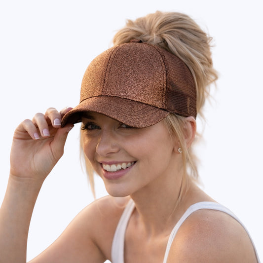 BRONZE Glitter Ponytail Cap