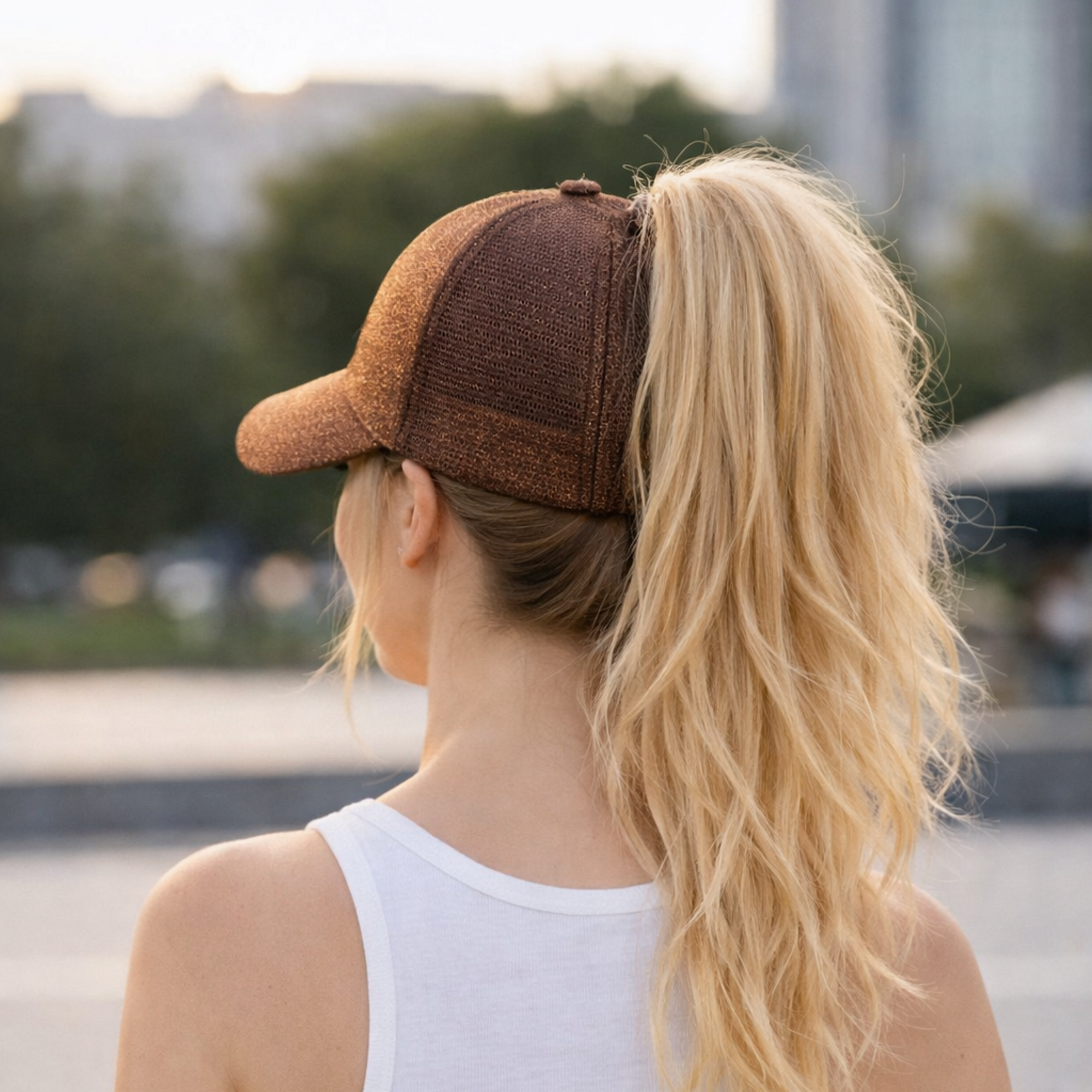 BRONZE Glitter Ponytail Cap