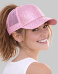 PINK Glitter Ponytail Cap