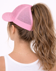 PINK Glitter Ponytail Cap